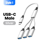 Multifunctional 3 in 1 USB Type C Hub Extensions OTG Adapter Fast Data Transfer Adapter For PC Laptop Macbook HUB Splitter Cable