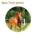 Horse Race Party Disposable Tableware Sets Plates Tablecloth Napkins Hanging Streamers Dinnerware For Birthday Party Decoration
