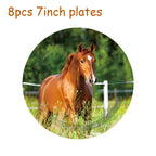 Horse Race Party Disposable Tableware Sets Plates Tablecloth Napkins Hanging Streamers Dinnerware For Birthday Party Decoration