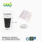 Black Rippled Double Wall Paper Cups, Disposable Coffee Cups, Paper Cups for Christmas Party and Daily [With Lids]
