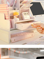 Mark Pen Pencil Holder Wooden Desk Organizers Shelves Accessories Desktop Stationery Organizer Bookshelf Home Office Storage Box