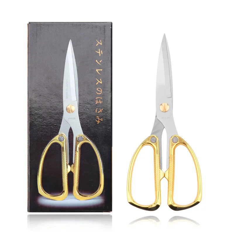 Multi-Purpose Diamond Pattern Stainless Steel Household Scissors Alloy Handle Powerful Shears for Home Craft Office Use