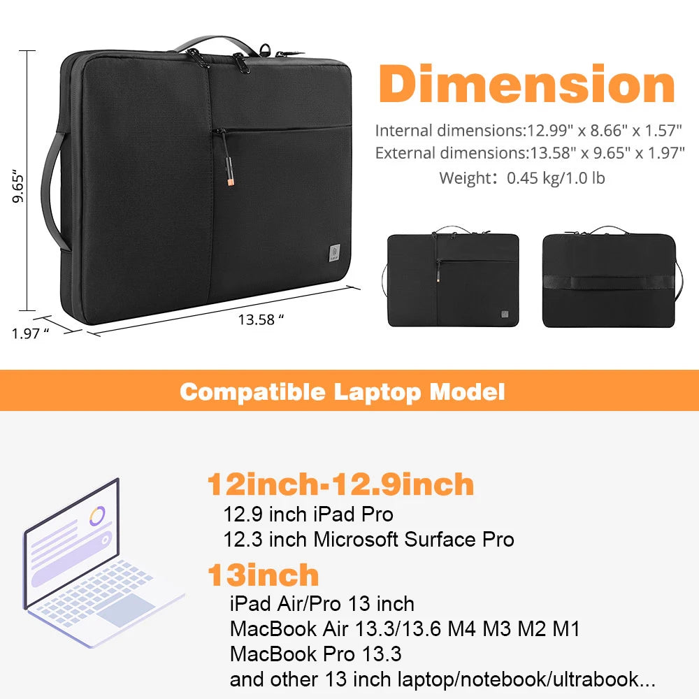 WIWU New Portable Laptop Sleeve 13 14 Double Layer Laptop Bag for MacBook Air 15 Air 13 2025 Case Waterproof Bag for Laptop 15.6