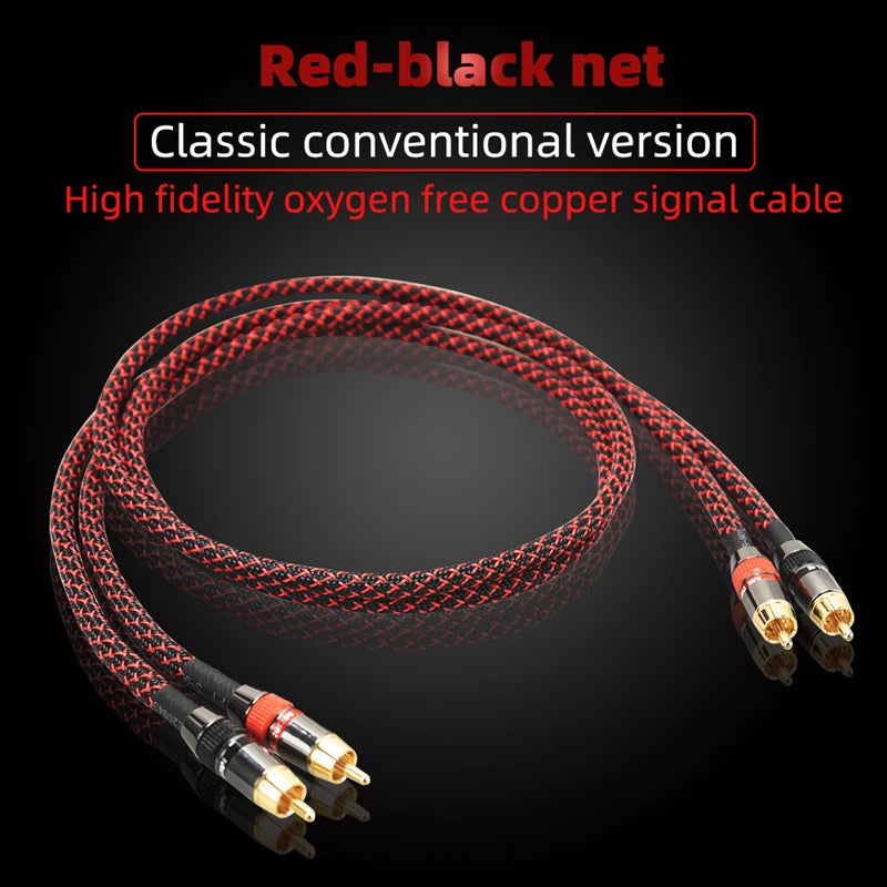 Hi-Fi Fine RCA Cable High Quality 4N OFC HIFI 2RCA-2RCA Male to Male Audio Cable Main Core Independent Shielding One Pair