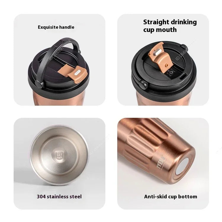 Tyeso 400ML/500ml Vintage Vacuum Flasks Insulated Coffee Mug 304 Stainless Steel Portable Travel Cup Handheld Thermos Hot Cold
