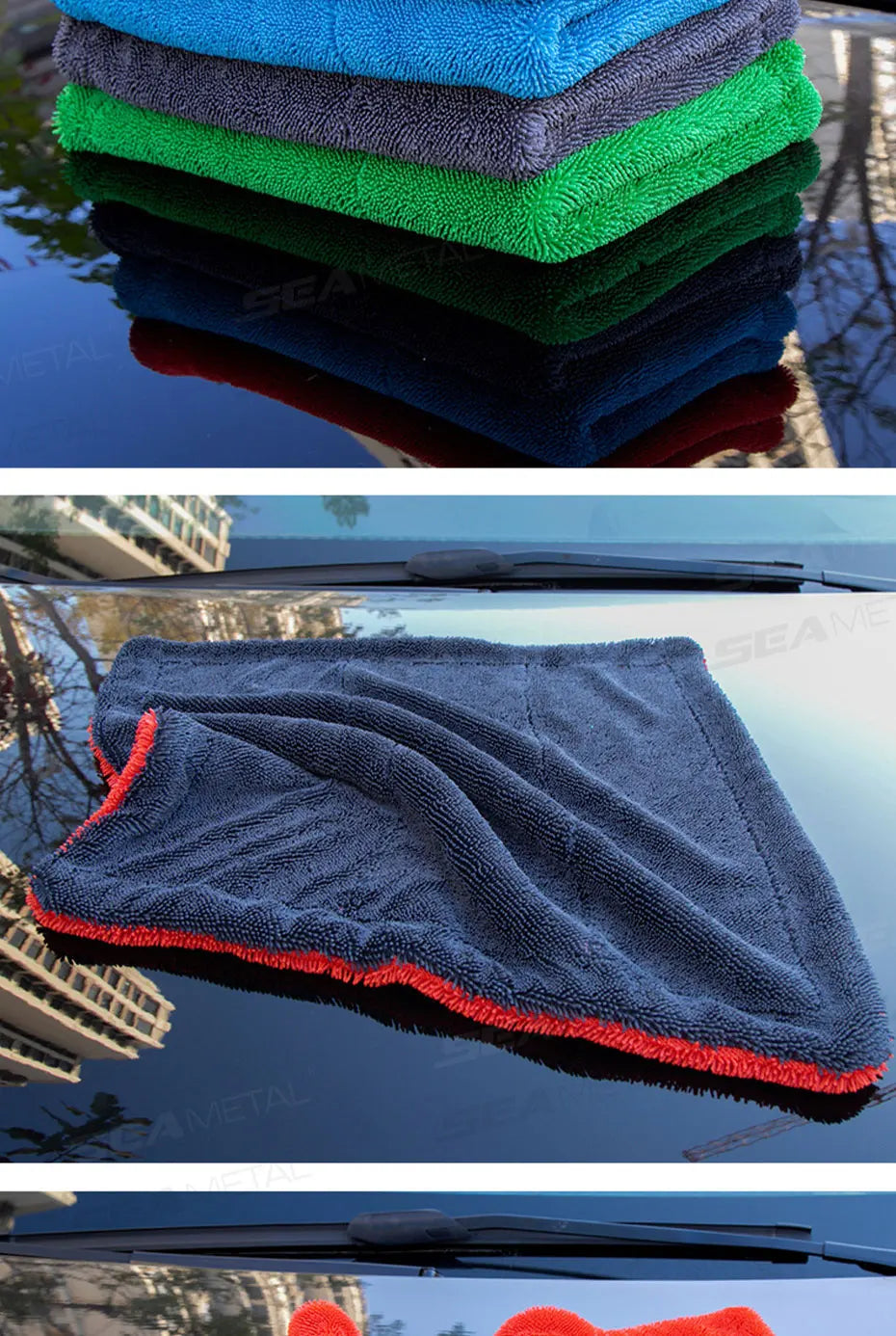 SEAMETAL Heavy-Duty Car Towel 1200GSM Super-Absorption Microfiber Drying Cloth Ultra-Soft Scratch-Free Car Detailing Towel