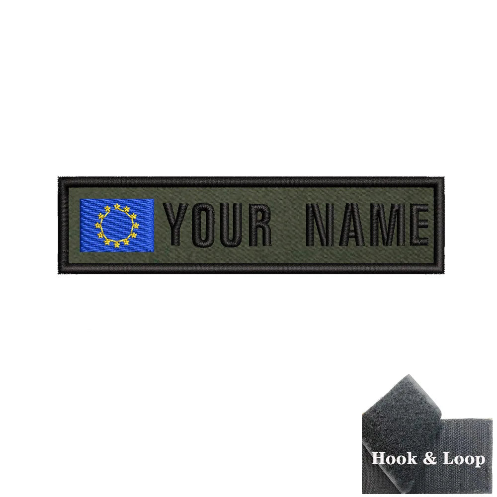 1PC 10cmX2.5cm Custom Name Flag Patch Stripes Badge Iron On Or Hook Loop Estonia Austria Bulgaria Hungary Romanian Ireland green