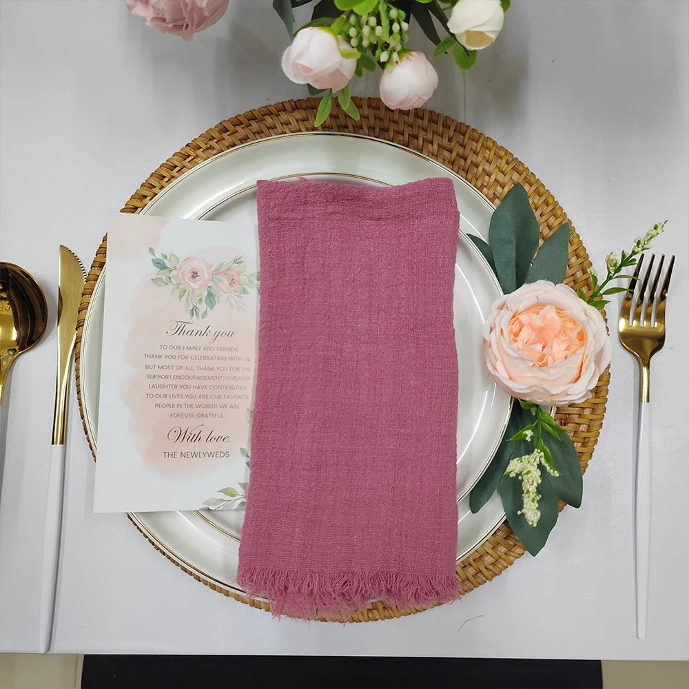 6PCS 43x43cm Dinner Table Rustic Decor Muslin Tea Towels, Birthday Decore Retro Cotton Cheesecloth, Cotton Gauze Wedding Napkins