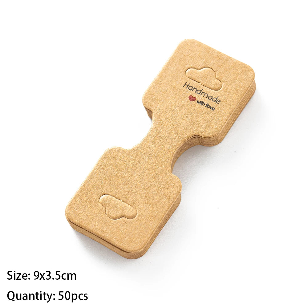 50Pcs Blank Necklace Bracelet Display Foldable Adhesive Price Tag Holder Cards Packaging For Jewelry Small Businesses Supplies