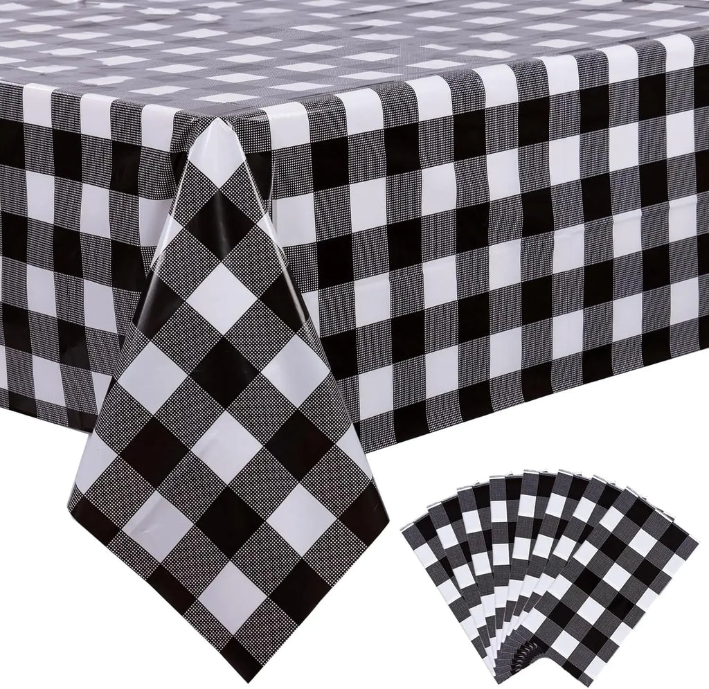 Retro Pink Gingham Tablecloth 54"x108"| Heavy-Duty Waterproof Plastic for Picnics&Coffee Shop Decor |  Party Backdrop