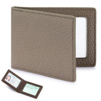 Thin Minimalist Bifold Design Driver's Licence Cover Genuine Leather ID Badge Window Slot Credit and Debit Vaccinum Cards Holder