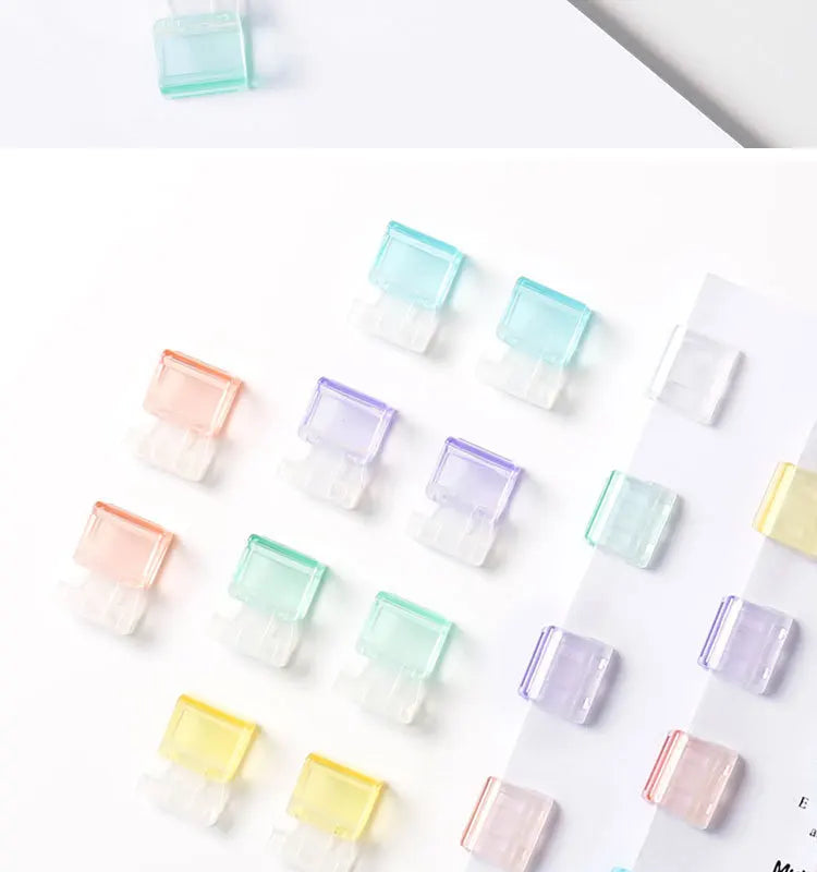 10PC Acrylic Push Clip Pusher Transparent Paper File Document Classification Clips Stationery Index Holder Clamp Office Sorting