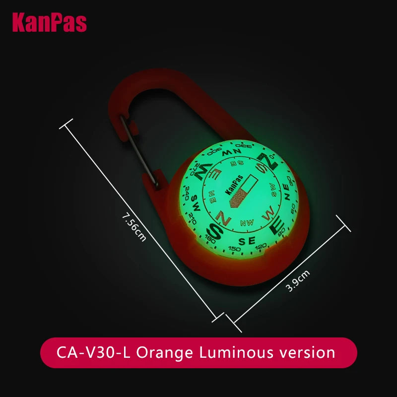 KANPAS Carabiner Compass Ball,Innovative Dual Dial Outdoor Compass,Waterproof Lightweight Backpacking Luminous Compass CA-V30(L)
