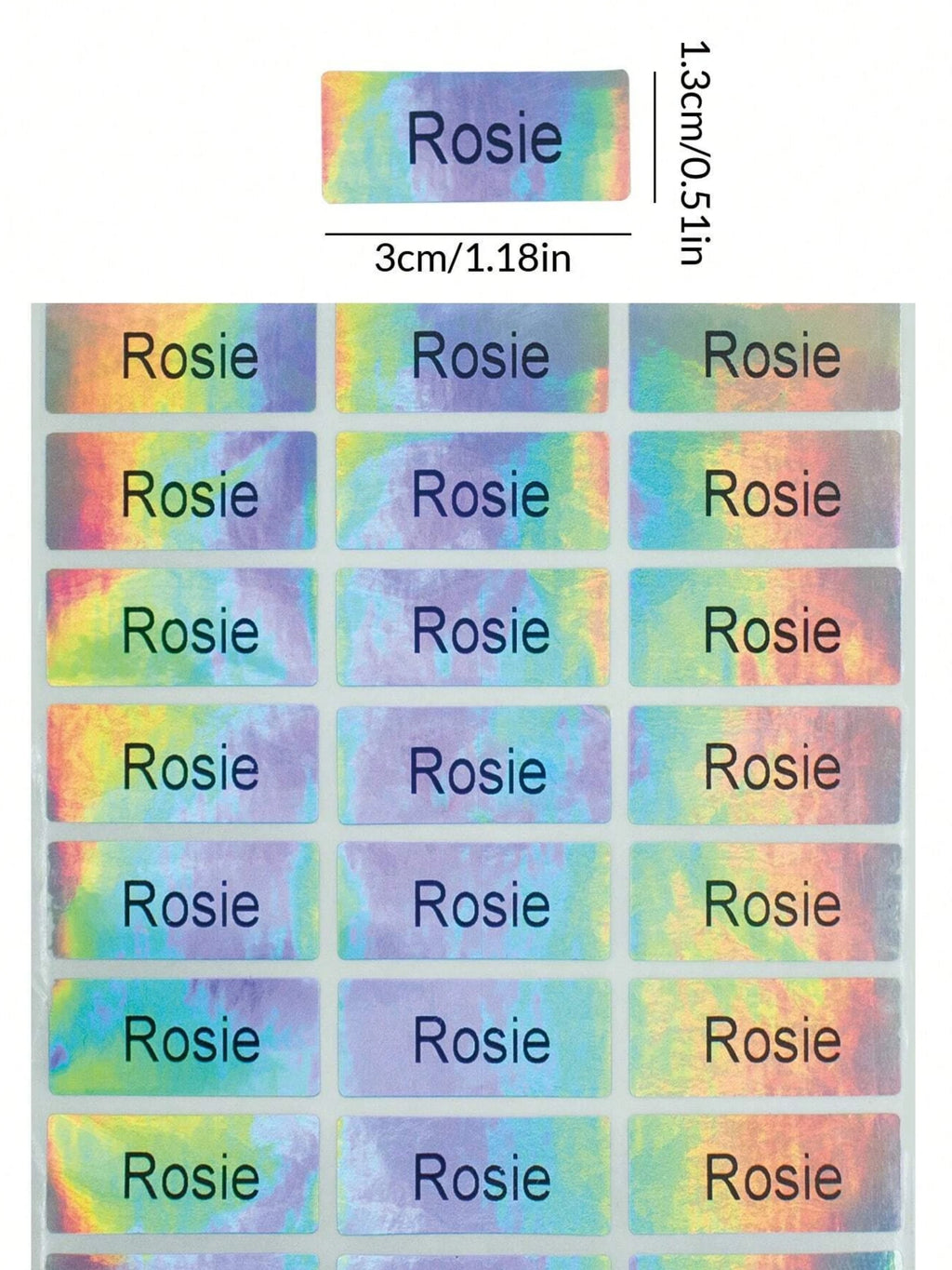 3*1.3CM Custom Holographic Name Stickers, Personalized Name Labels Stickers For Kids, Custom Name Tag Stickers, Daycare Labels