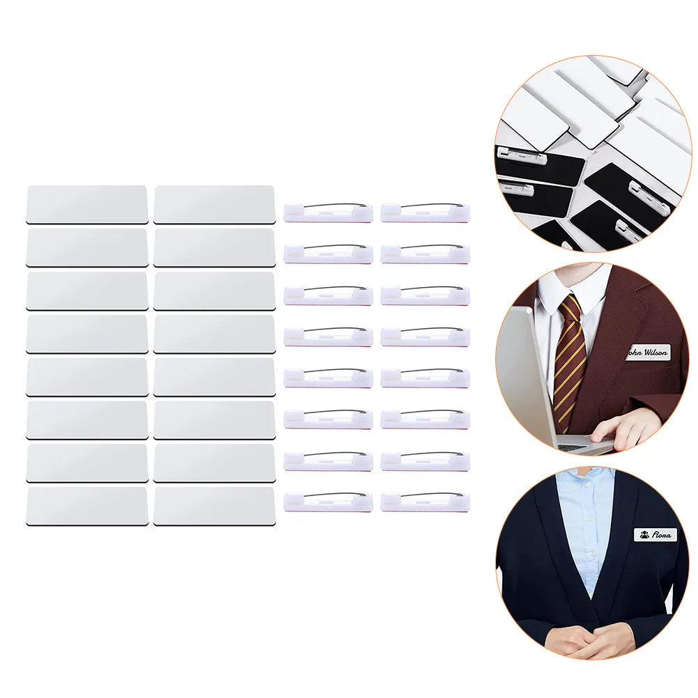 32Pcs Name Tag Blank Name Badges High Density DIY Sublimation Id Badge Pin Backing Office School Use Reusable Custom