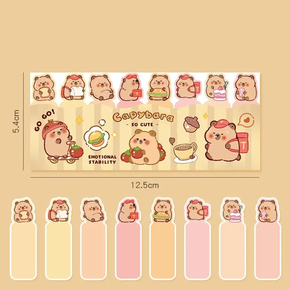 Cute Cartoon Capybara Index Sticky School Supplies Book Annotations Capybara Note Tabs Self Adhesive Calendar Marking Labels