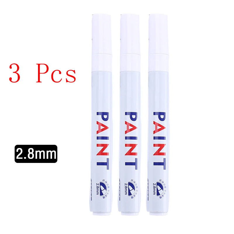5pcs White Marker Paint Pens Waterproof Rubber Permanent Marker Pen Car Tyre Tread Environmental Tire Painting DIY Graffiti Pens