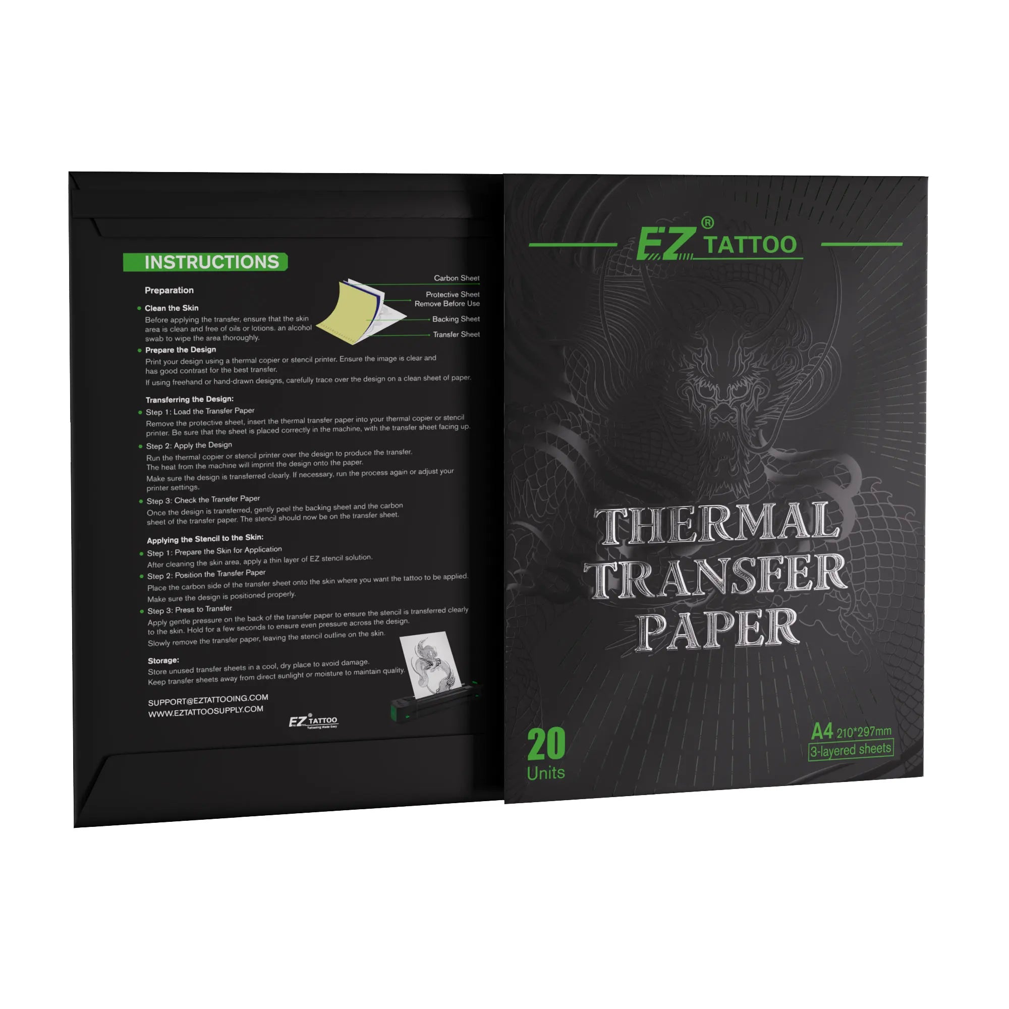 20/50pcs EZ Tattoo Transfer Paper A4 Size Tattoo Thermal Copier Stencil Papers for Tattoo Transfer Machine Paper Accessories