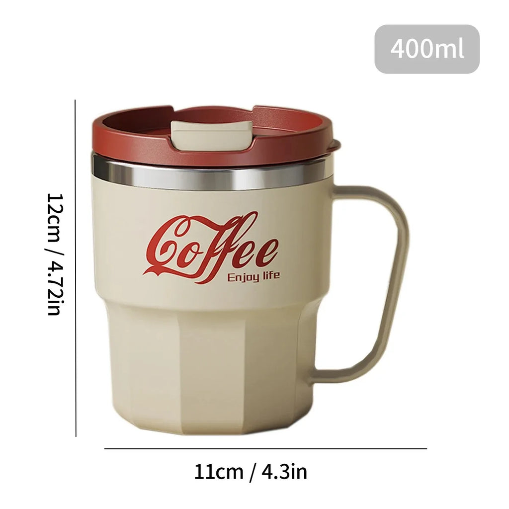 304 Stainless Steel Thermal Water Cup With Handle Portable Double Wall Insulated Mug Sealed Drinking Cup For Cold And Hot Drinks
