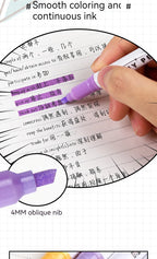 4PCS Sparkling Pink Highlighter Star River Handwritten Pen with High Appearance Value Key Classroom Note Marking Colored Pen