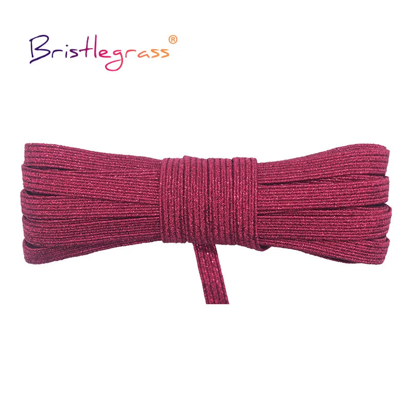 BRISTLEGRASS 2 5 10 Yard Flat Skinny Elastic Cord 1/4" 6mm Latex Rubber Bands Stretch String Notebook Ear Loop Dress Sewing Trim