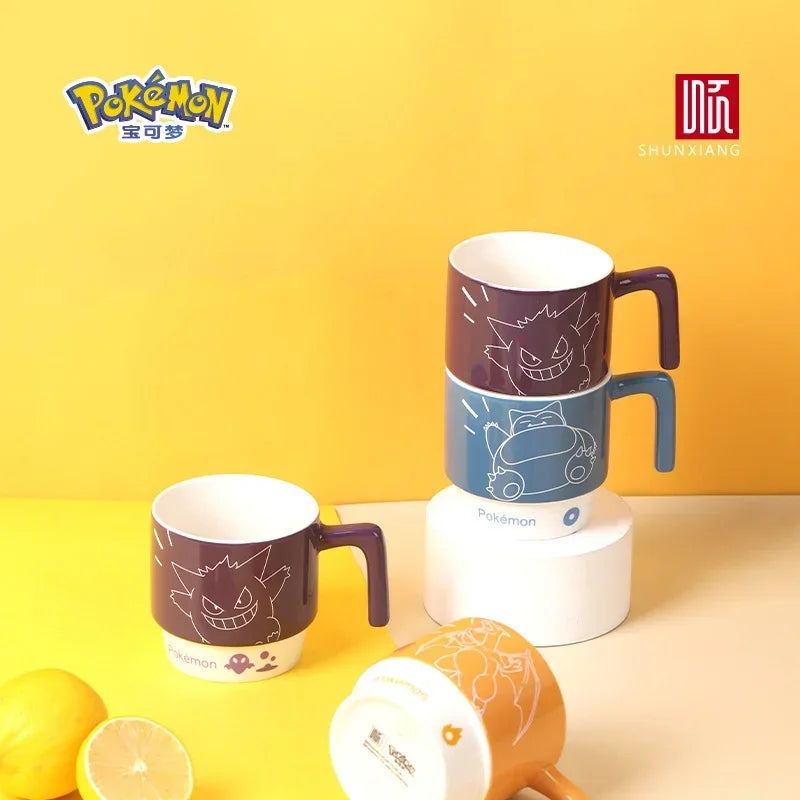 SHUNXIANG Pokémon Ceramic Mugs Coffee Cup Snorlax Stackable Kawaii Anime Boy Girl Breakfast Milk Juice Cup Ceramic Coffee Cup