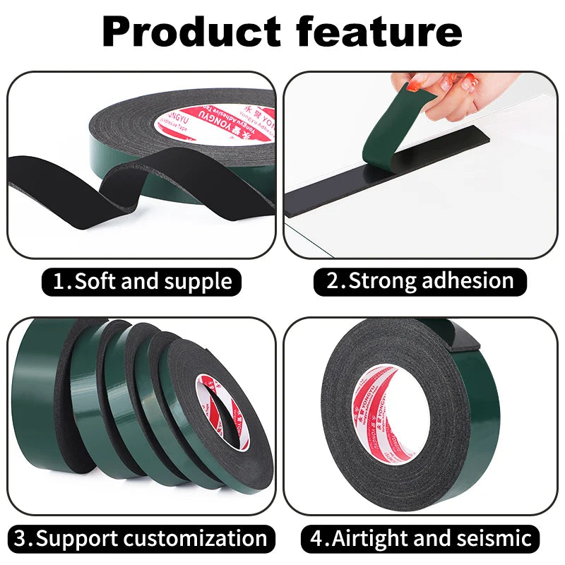 Green Film Black Foam Double-Sided Tape Cushioning Shock Absorption Furniture Toy Manufacturing Handicrafts Packaging