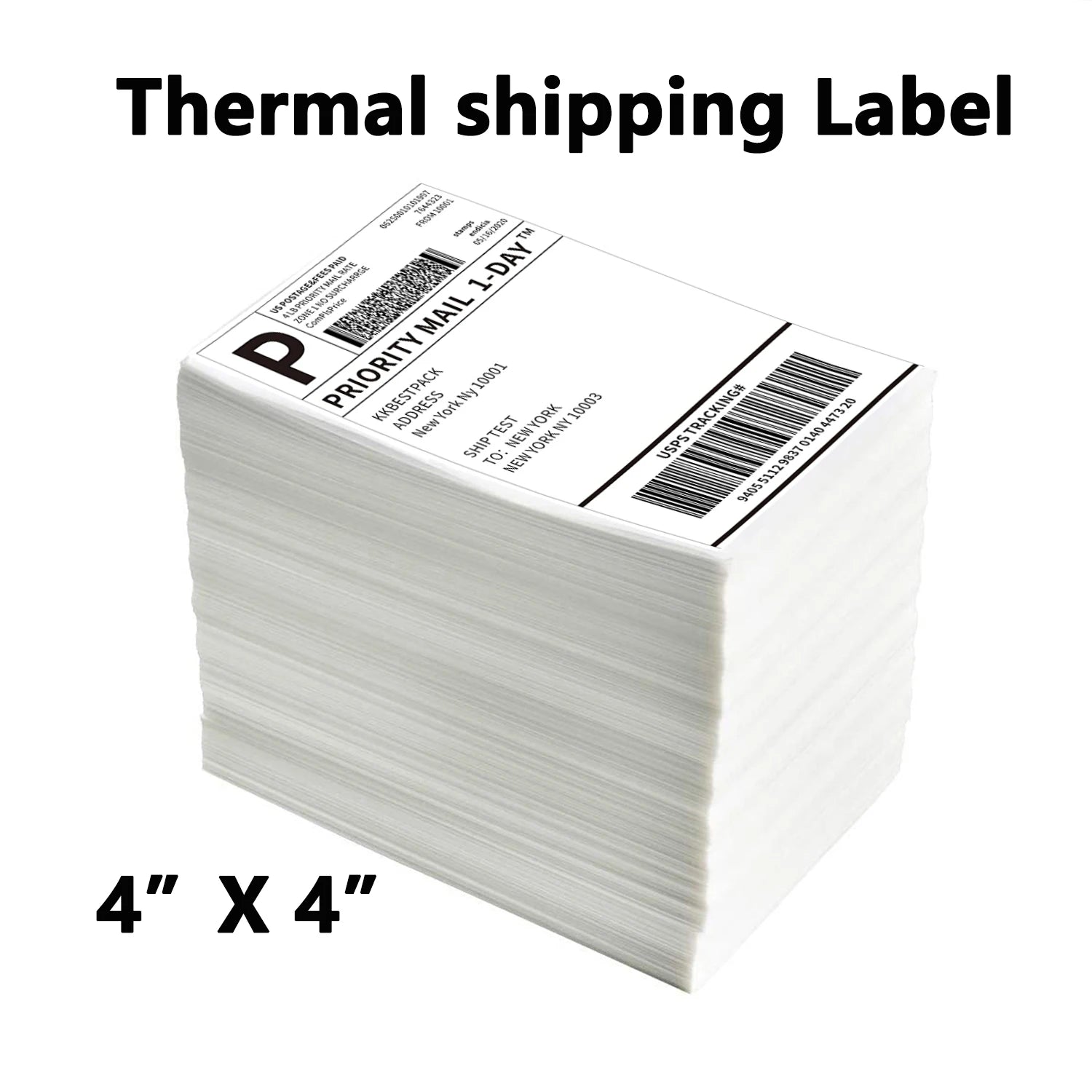 4*4'*100 Sheets Adhesive Shipping Label Waterproof Thermal Label Thermal Transfer Label Sticker Small Ticket Paper