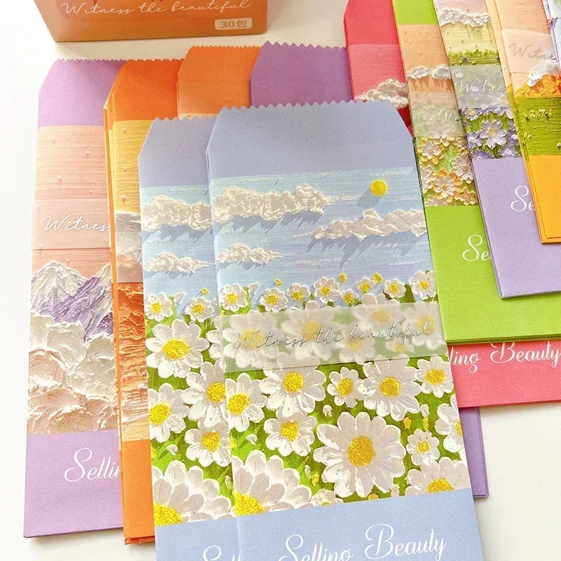100Pcs Colorful Printing daily romance life envelope pink daisy Office Paper Envelopes Oil painting School Supplies 175*88mm