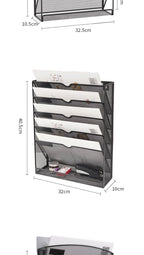 Desk File Organizer Mesh 5-Tier, Hanging Wall Mount Document Organization Stand, Desktop Vertical Mail Paper Folder Holder Rack