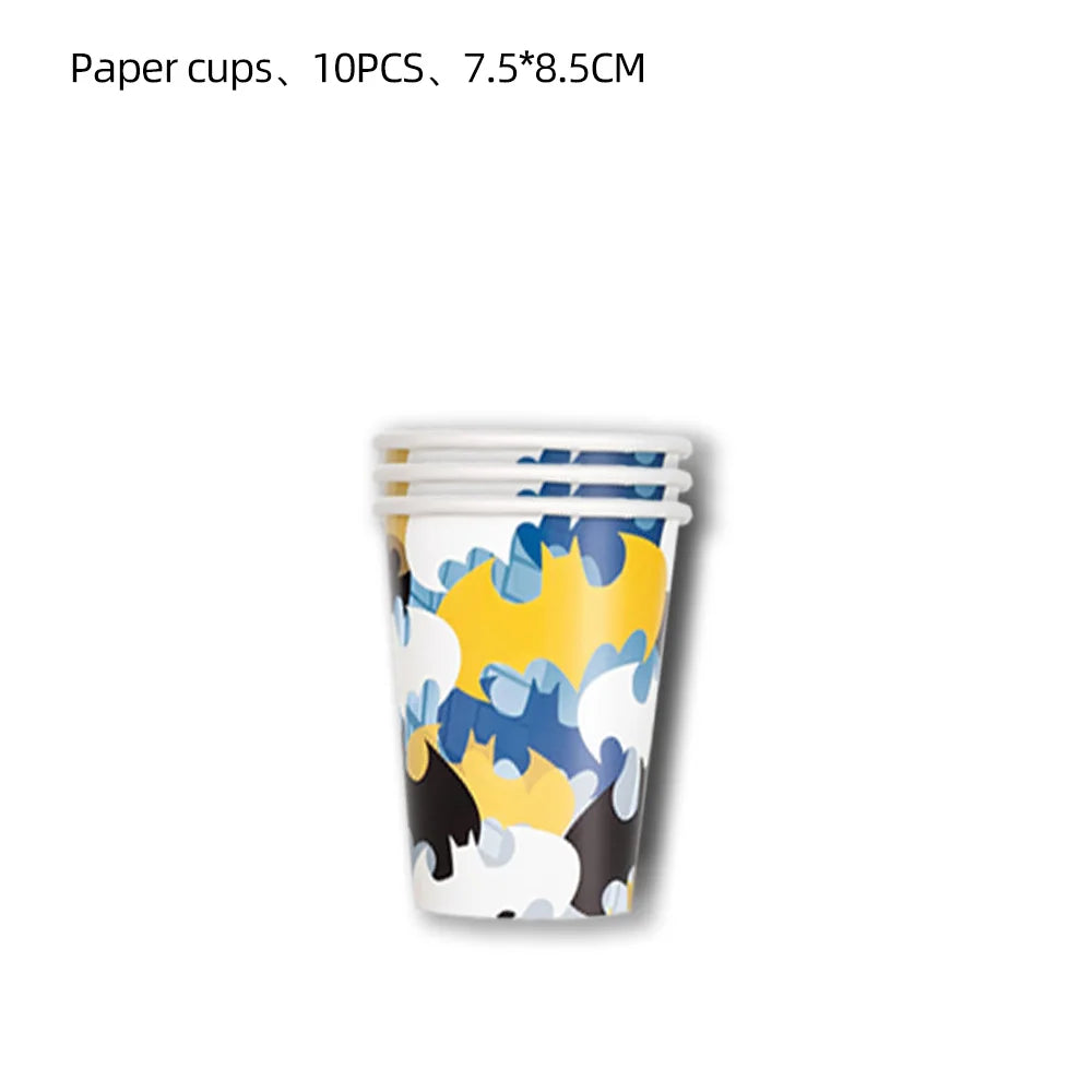 Batman Block Birthday Party Supplies Decoration Tableware Tablecloth Paper Cup Plate Napkin Cake Topper Kids Favors Gifts