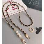 Mobile Phone Lanyard Women's Long Neck and Shoulder Strap Phone Case Universal Lanyard Long DYM Crossbody Pearl Pickup Chain