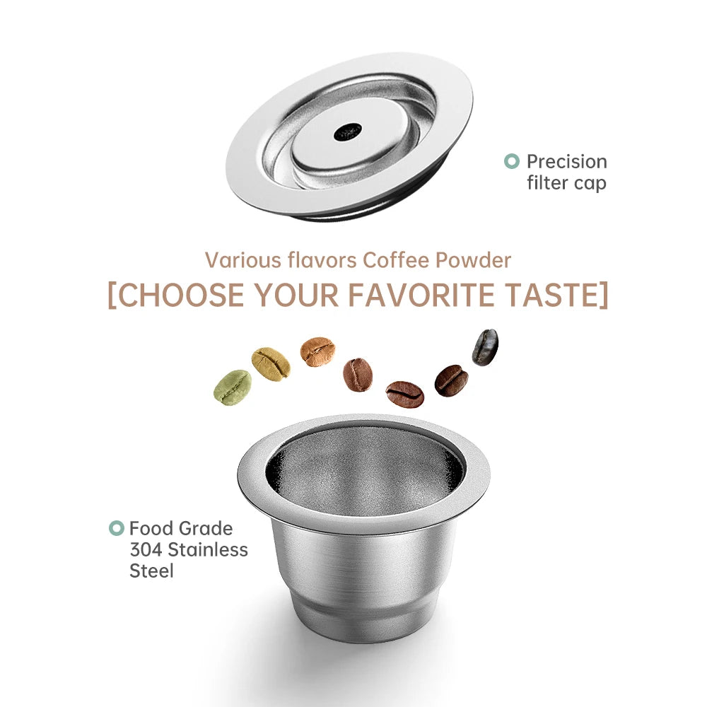 Reusable Nespresso Coffee Capsules Cup Stainless steel Refillable Coffee Capsule Refilling Filter Coffeeware