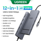 UGREEN 10Gbps USB C HUB 4K60Hz Type-C to HDMI RJ45 PD100W SD&TF USB Adapter for Macbook iPad Samsung Laptop Accessories Docking