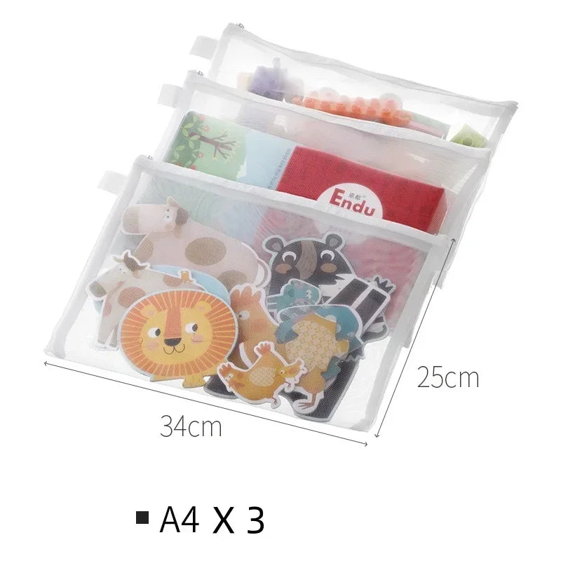 1/3/6PCS Storage Bag Mesh ZipperToy Building Block Puzzle Sub-package Children Particle Zipper Transparent Finishing Storage