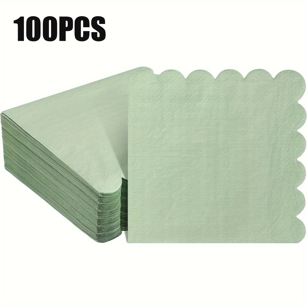 25/50/100Pcs 25X25cm Green Paper Napkin Soft Handkerchief Romantic Wedding Banquet Square Table Napkins Dinner Party Decoration