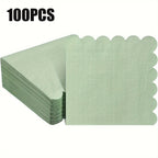 25/50/100Pcs 25X25cm Green Paper Napkin Soft Handkerchief Romantic Wedding Banquet Square Table Napkins Dinner Party Decoration