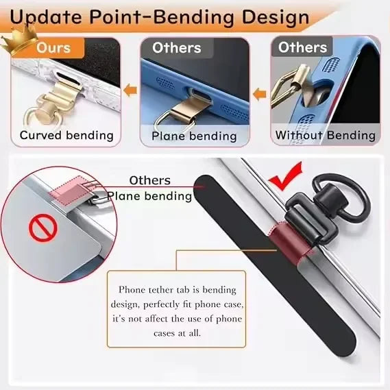 360° Rotatable Phone Lanyard Clip Patch Ultra-thin Stainless Steel Phone Case Hanging Rope Card Anti-lost Strap Fixed Gasket