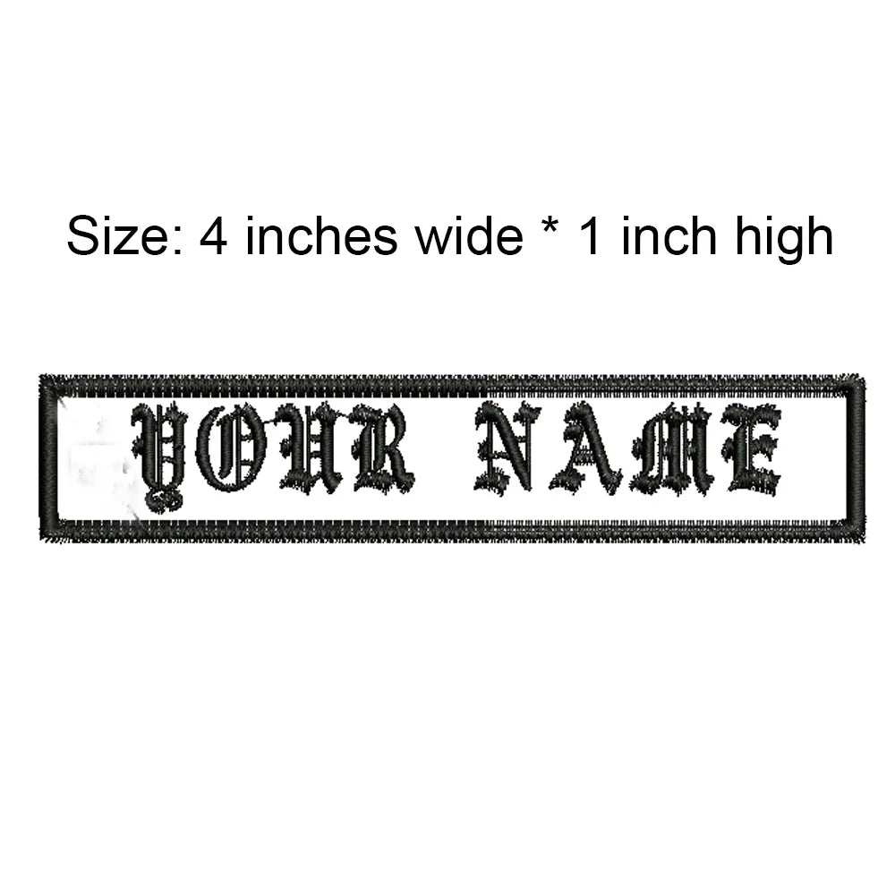 4 Inches Wide Old English Font Custom Name Small Tag Embroidery Patch Iron On Sew On Clothing For Left Chest 8 Colors Choose