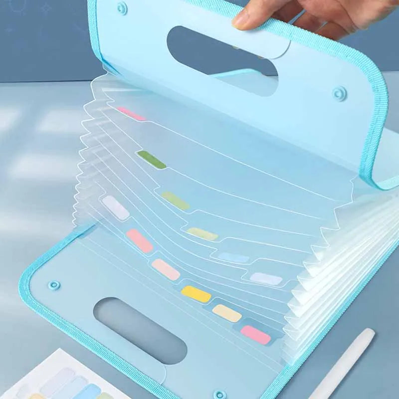 1pc Accordion design Folder, providing ample space for organizing student test papers and other documents into different layers