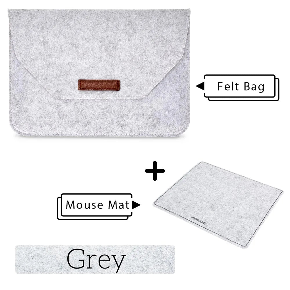 Wool Felt Laptop Bags Sleeve Cover 11" 13 15.6 inch For Macbook Air Pro Case For Notebook With Mousepad Or Power Mini-Pack Gift
