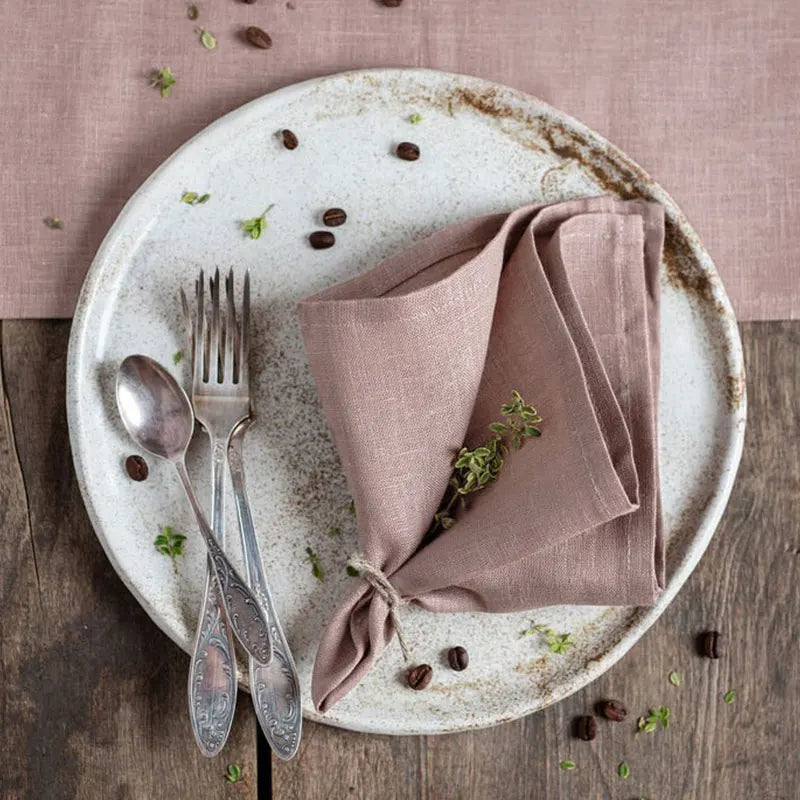 High Quality 100% Linen Napkins Restaurant Wedding Dinner Solid Color Cloth Pure Linen Classical Custom Home Table Napkin