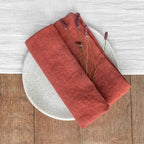 Set of 4 Cloth Napkins 100% Pure Linen 16x16Inch Hemmed Dinner Napkins Easy Care Machine Washable for Christmas Wedding Party