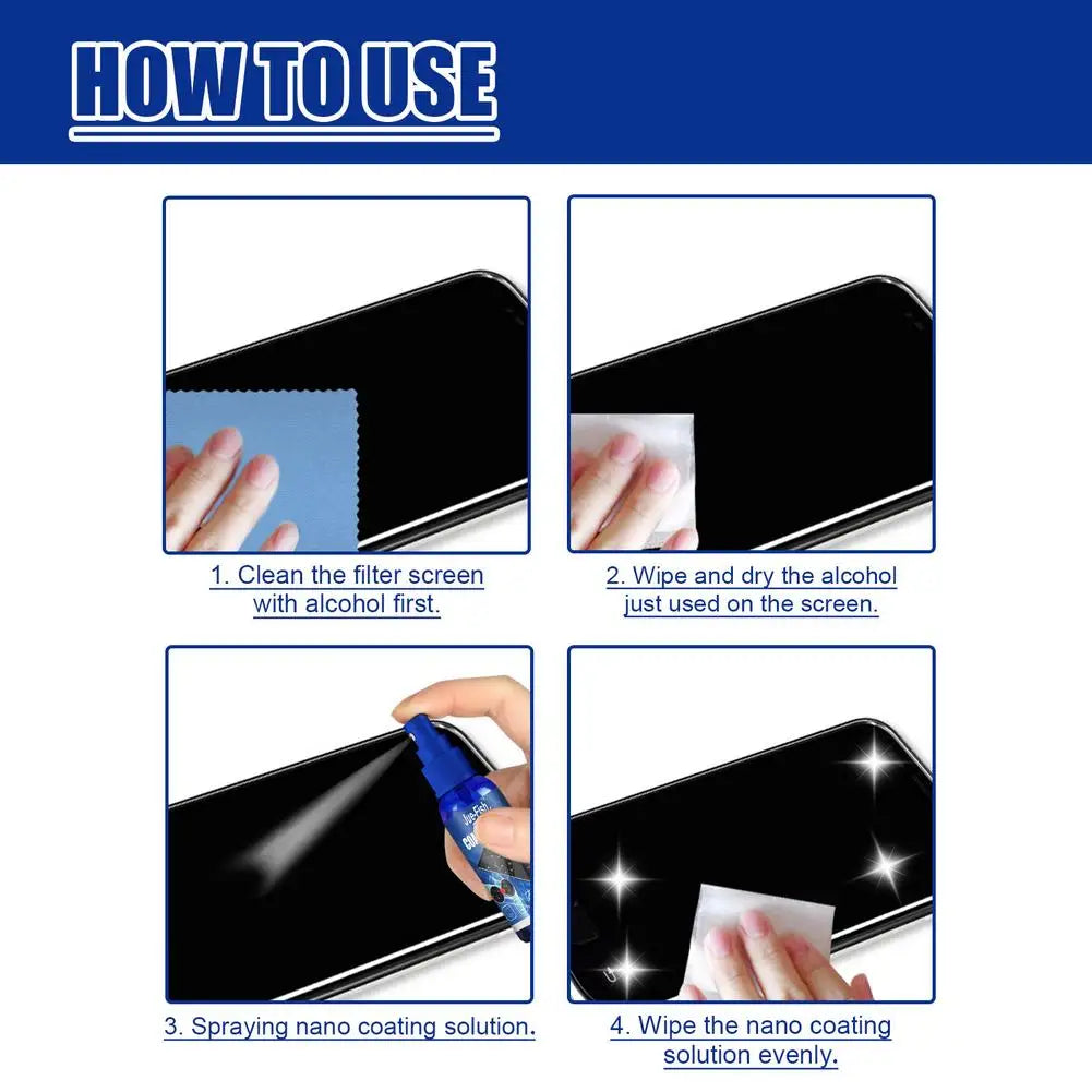 Mobile phone screen cleaner scratch-resistant fingerprint-resistant glass hydrophobic oleophobic coating solution