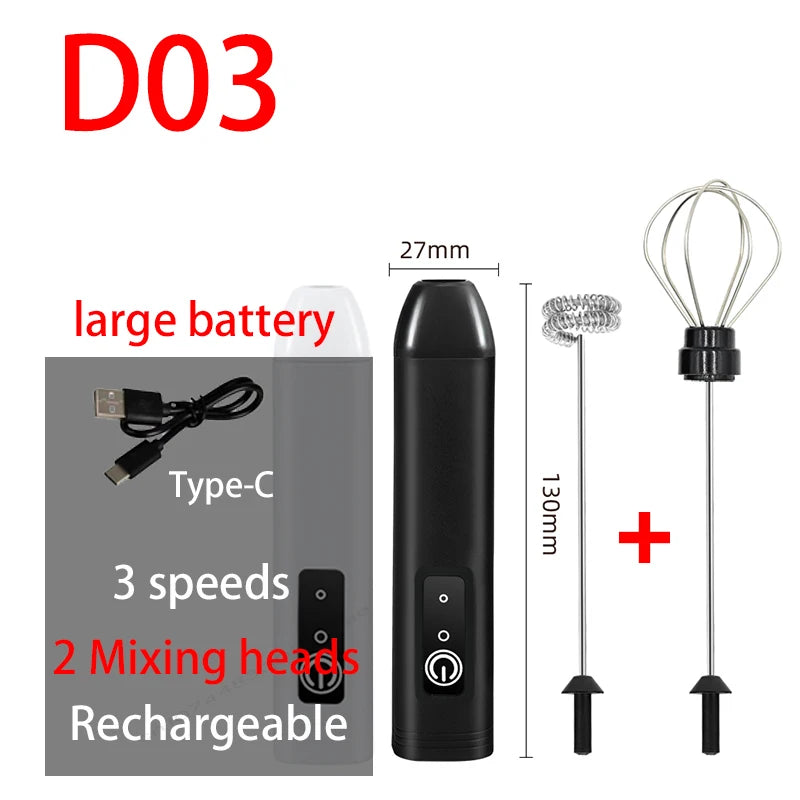 Electric Coffee Milk Foaming Mixer Coffee Creamer Whisk Handheld Egg Beater Froth Mixer Kitchen Automatic Kitchen Whisk Tools