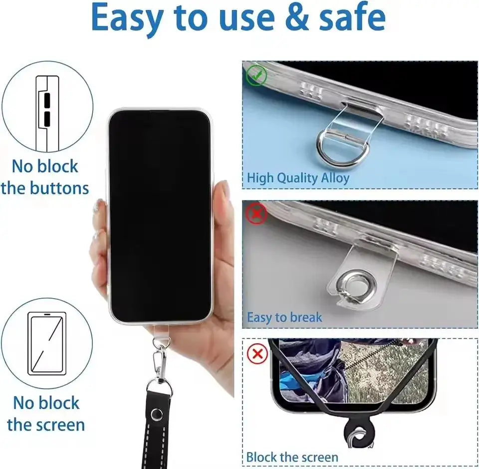 10/5/1Pcs Universal Tpu Mobile Phone Anti-lost Lanyard Card Gasket Nylon Detachable Phone Hanging PLR Strap Patch Tether Pad
