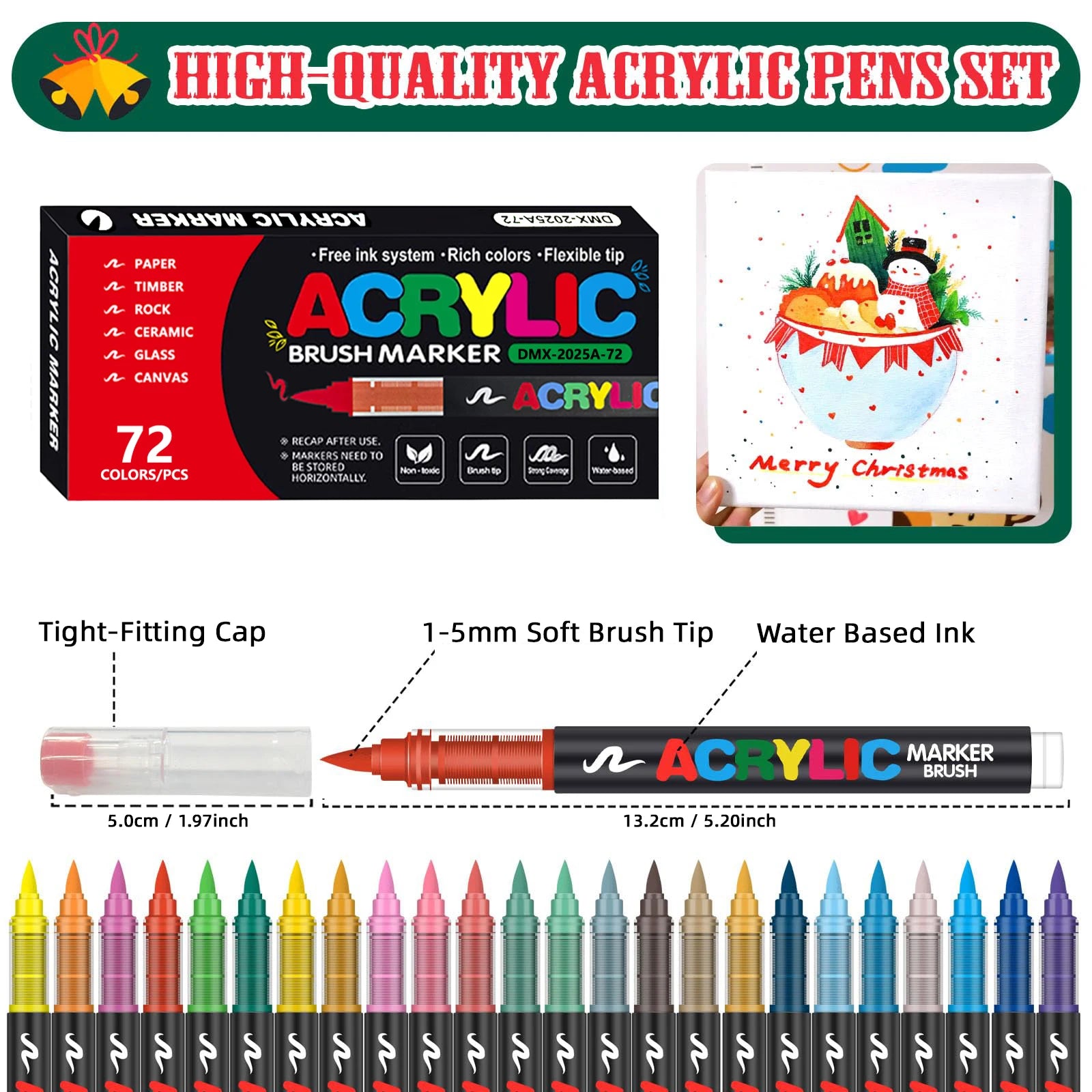 12-366 Colors Acrylic Marker Set Waterproof Acrylic Brush Marker Professional Acrylic Painting Marker DIY Art Supplies