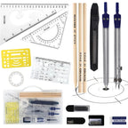 15-Piece Geometric Drawing Set – High-Quality Compass Set, Practical Math Tool Kit, Professional School Drafting Tools.