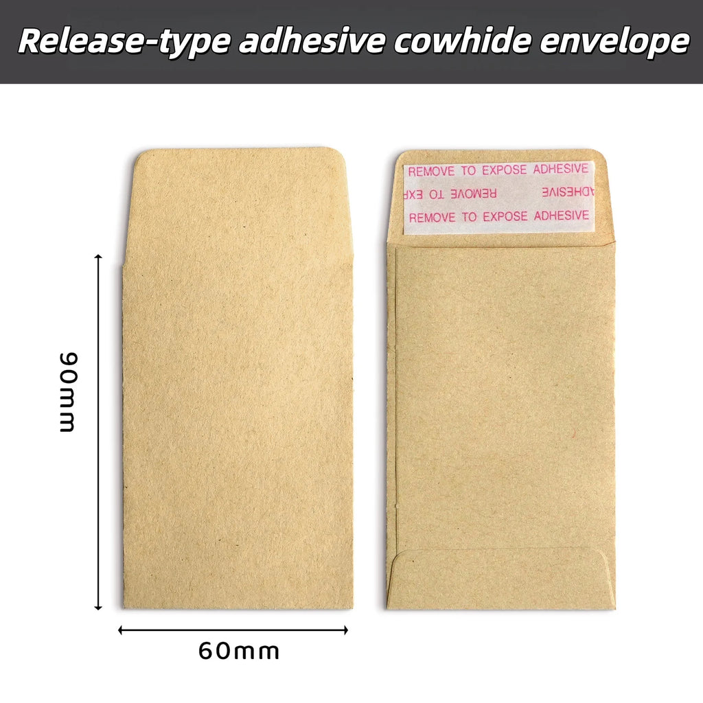 50PCS Thick Yellow Self Seal Kraft Envelopes Self Adhesive Cash Security Envelopes for Coins Seeds Cards Stamps Storage