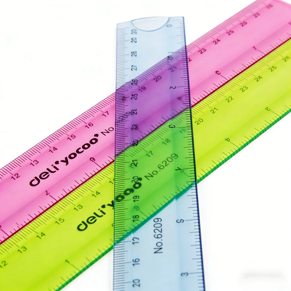 Deli 6209 Flexible Ruler, Bendable 30cm Plastic Straight Ruler, High Toughness Student Office Measuring Tool